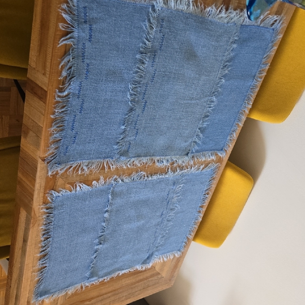 Vintage Fringed Blue Placemats